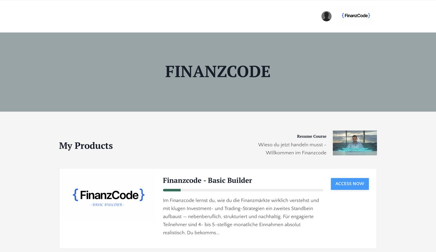 Mitgliederbereich Finanzcode Basic Builder