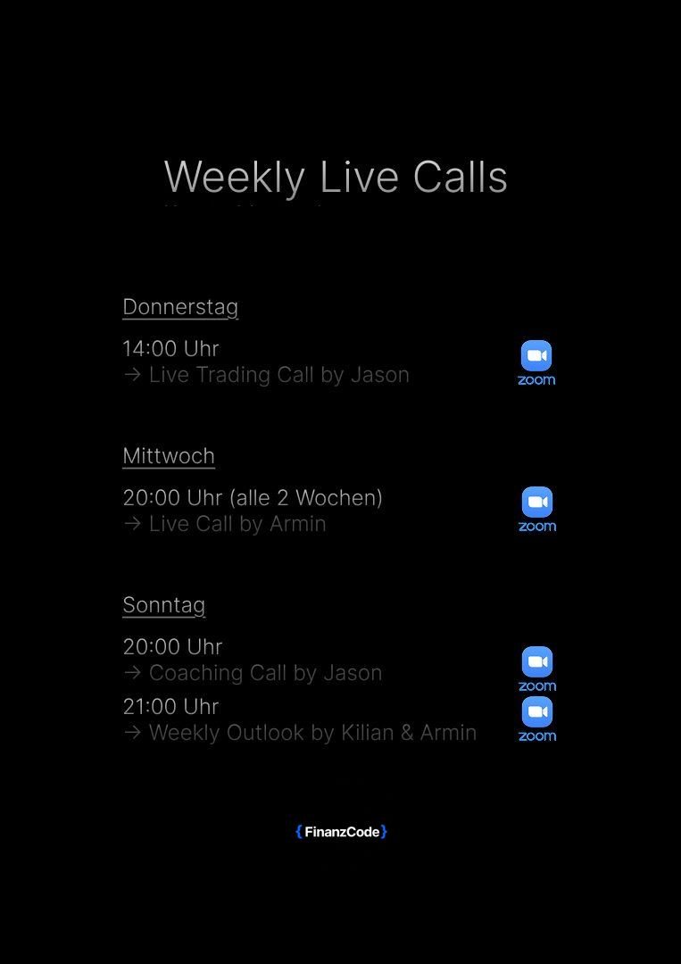 Wochenplan der Live Calls im Finanzcode